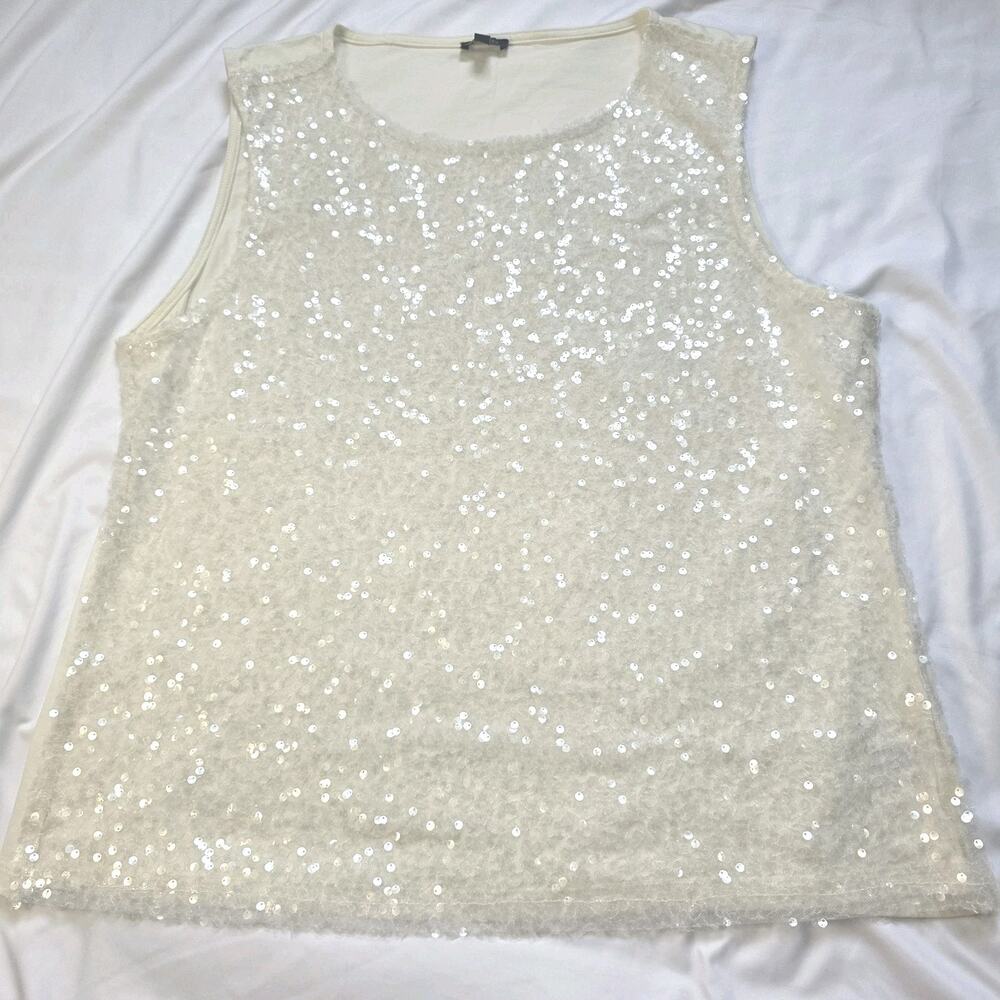 New TALBOTS IVORY SLEEVELESS SEQUIN SHELL TOP PXL Bride Bridal quinceanera